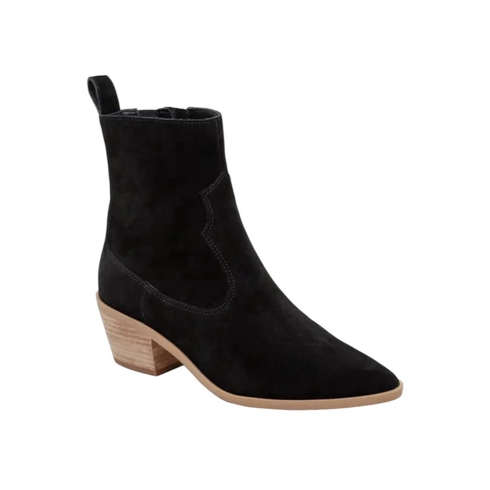 Western Women's Black Split Suede Steady V Ankle Boot By Lisa Vicky Size 7 M New